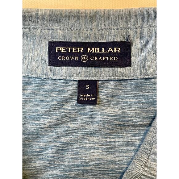 Peter Millar Crown Crafted Performance Polo Shirt Blue Heather Knit Sz Sm Golf - Picture 2 of 12